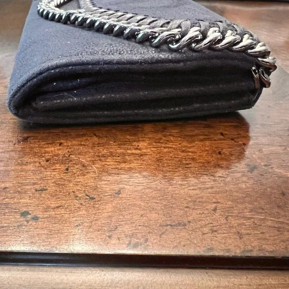Stella McCartney Falabella Continental Wallet Clutch Navy Chain Trim Vegan - Picture 4 of 12